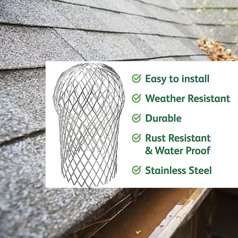 FEIFAN Fuvtory 8 Pack Gutter Guards, Gutter Downspout Guard, Expand Aluminum Gutter Guard Strainer Filter, Gutter Downspout Protectors, Stops Blockage Leaves Debris (3.5 Inch) - Image 4